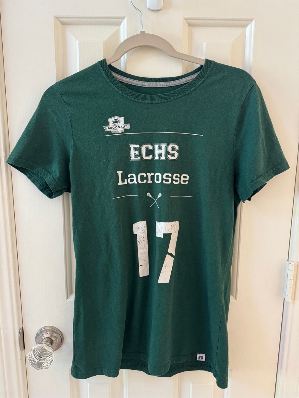 Russell Athletic Green ECNS Lacrosse Team Shirt with White Graphics